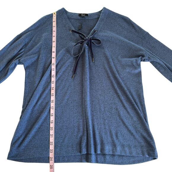Rails Leigh Navy Velvet Lace Up Long Sleeve Pullover Knit Top Size Small NWT - Picture 5 of 9